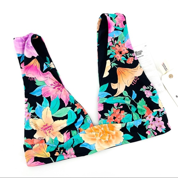 BILLABONG🌺Tropic Time Reversible Plunge Bikini Top👙L - Picture 4 of 12